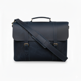 Navy Leather Messenger Bag 14 "15" & 16" Laptop Bag Matt Oil Pull-Up Cow Leather
