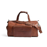 Full-Grain Cowhide Premium Pull-Up Leather Duffle Bag Weekender Bag |Camel Brown