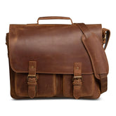 Front Pocket Leather Briefcase Saddle Brown 16 inch.