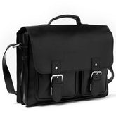 Front Pocket Leather Briefcase Black 16 inch.