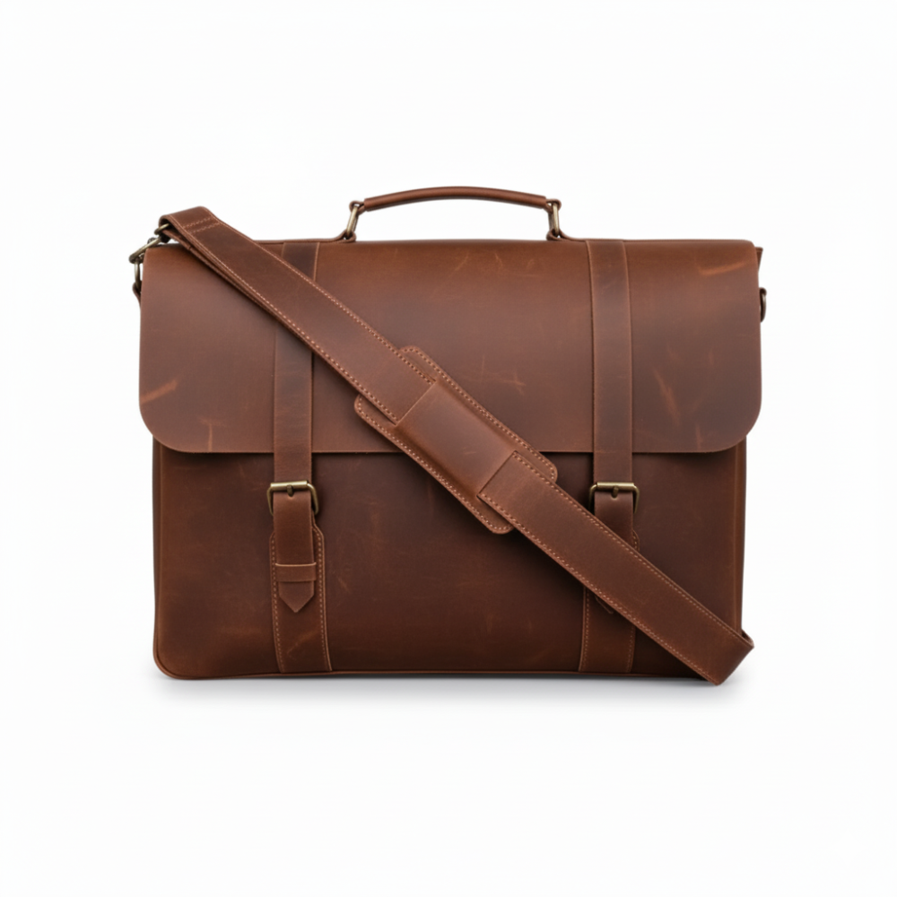 Premium Leather Laptop Bag for men 15.6" Briefcase – Tan