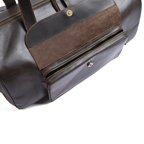 Choco Leather Duffel Bag | Premium Pull-Up Weekender & Travel Bag