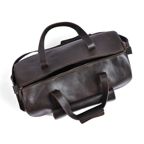 Choco Leather Duffel Bag | Premium Pull-Up Weekender & Travel Bag