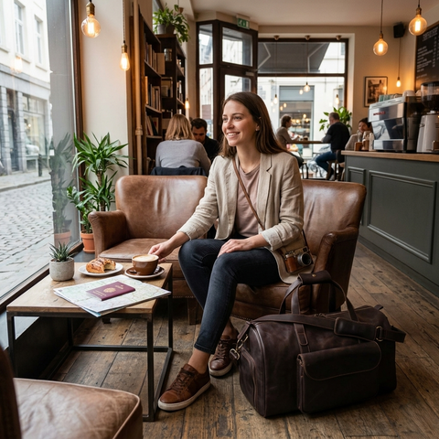Choco Leather Duffel Bag | Premium Pull-Up Weekender & Travel Bag