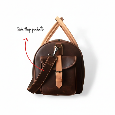 Choco & Tan Leather Duffel Bag Premium Travel Overnight Holdall