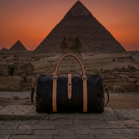 Choco & Tan Leather Duffel Bag Premium Travel Overnight Holdall