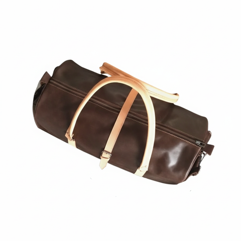 Choco & Tan Leather Duffel Bag Premium Travel Overnight Holdall