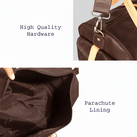 Choco & Tan Leather Duffel Bag Premium Travel Overnight Holdall
