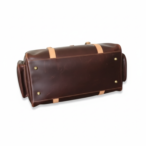 Choco & Tan Leather Duffel Bag Premium Travel Overnight Holdall