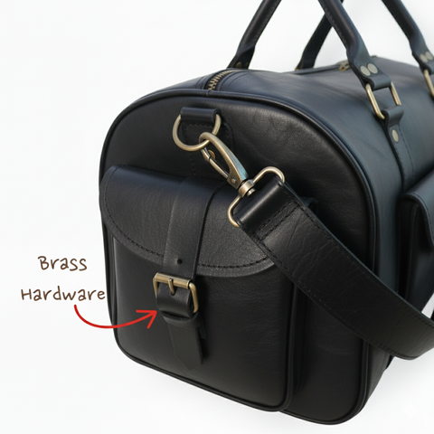 Black Leather Duffel Bag – Premium Men’s Travel & Gym Holdall