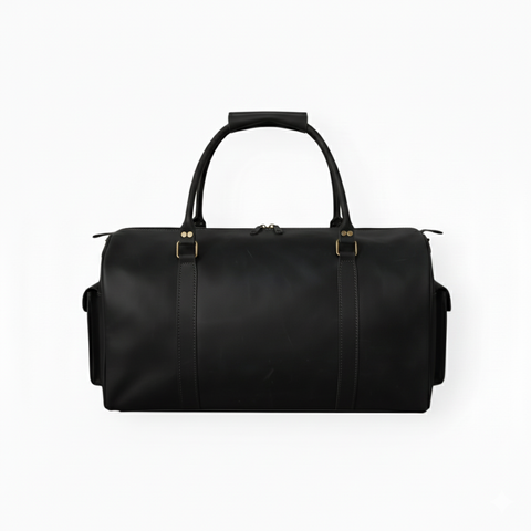 Black Leather Duffel Bag – Premium Men’s Travel & Gym Holdall