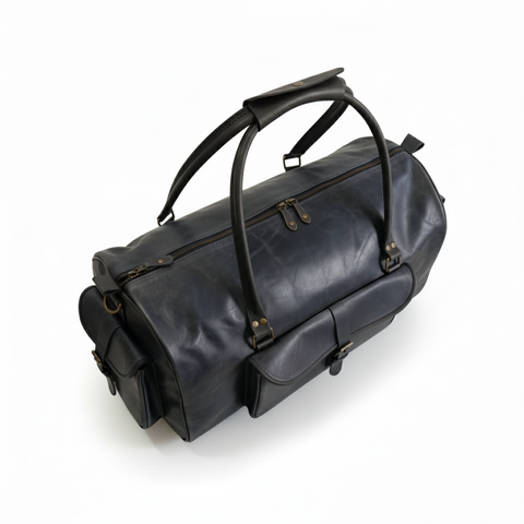 Black Leather Duffel Bag – Premium Men’s Travel & Gym Holdall