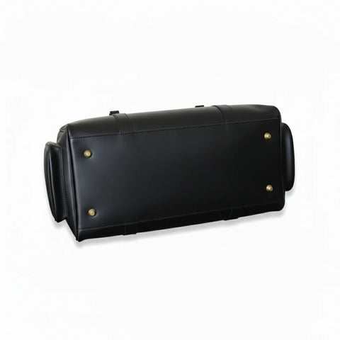 Premium Black Leather Duffel Bag Travel & Weekender Bag