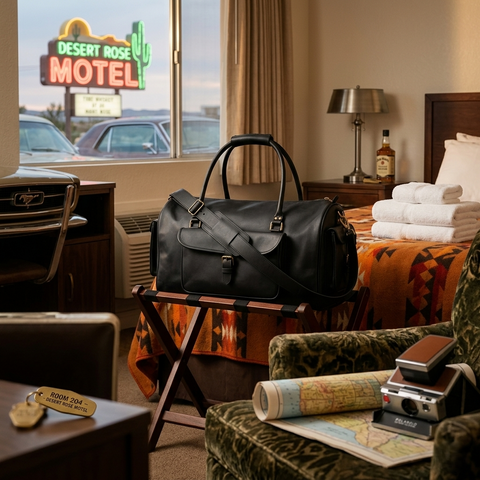 Black Leather Duffel Bag – Premium Men’s Travel & Gym Holdall