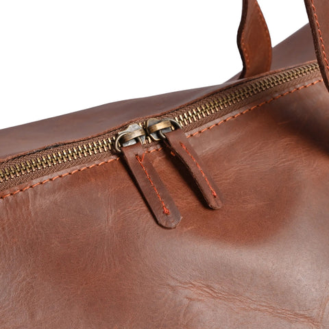 Full-Grain Cowhide Premium Pull-Up Leather Duffle Bag Weekender Bag |Camel Brown