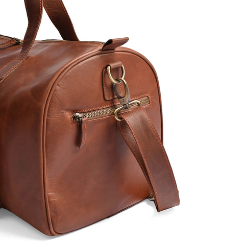 Full-Grain Cowhide Premium Pull-Up Leather Duffle Bag Weekender Bag |Camel Brown