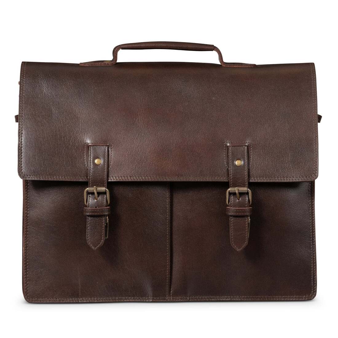 complete Leather Briefcase Antique Brown 17 inch