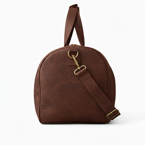 Dark Brown Leather Duffel Bag with Shoe Compartment Premium Holdall