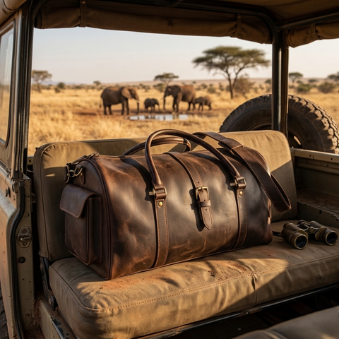 Premium Dark Brown Leather Duffel Bag Travel & Weekender Bag