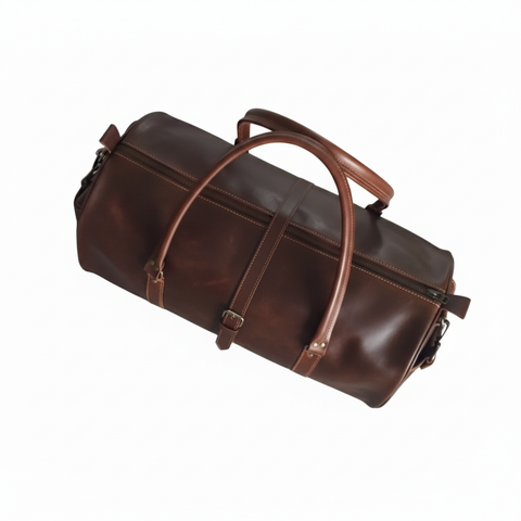 Premium Dark Brown Leather Duffel Bag Travel & Weekender Bag