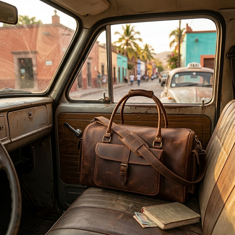 Dark Brown Leather Duffel Bag Handmade Men’s Travel Bag