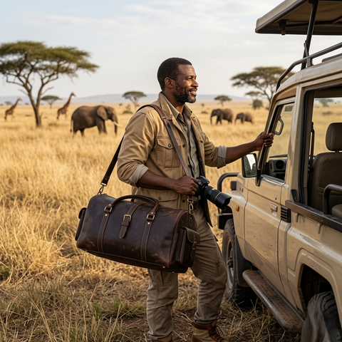 Premium Dark Brown Leather Duffel Bag Travel & Weekender Bag