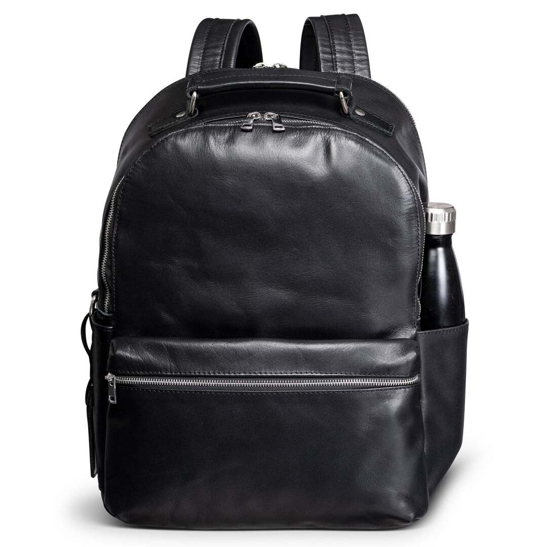Leather Backpack Rucksack Black