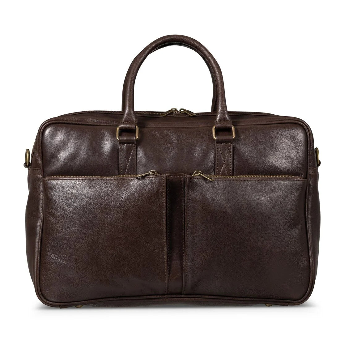 Slim Leather Briefcase Dark Brown 17 Inch.