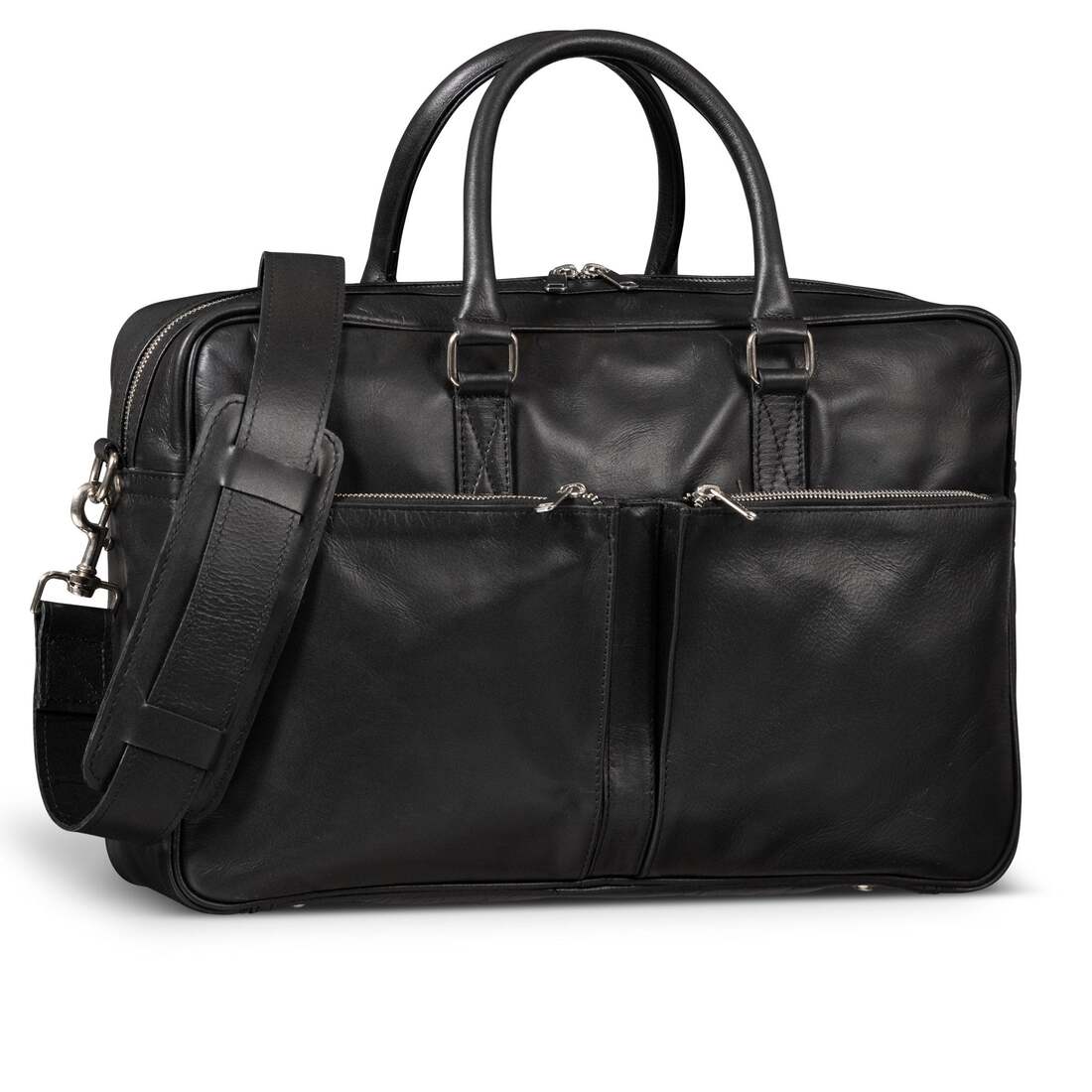Slim Leather Briefcase Black 17 Inch.