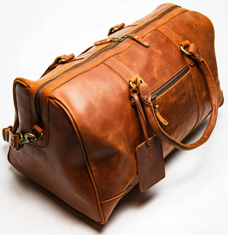 Tourist 60L Leather Duffel Bag Brown