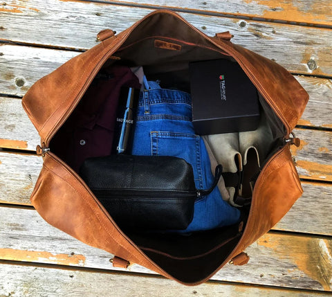 Tourist 60L Leather Duffel Bag Brown