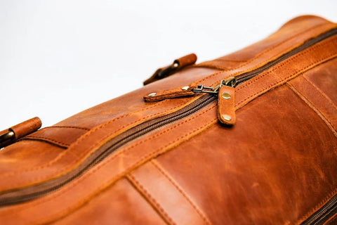 Tourist 60L Leather Duffel Bag Brown