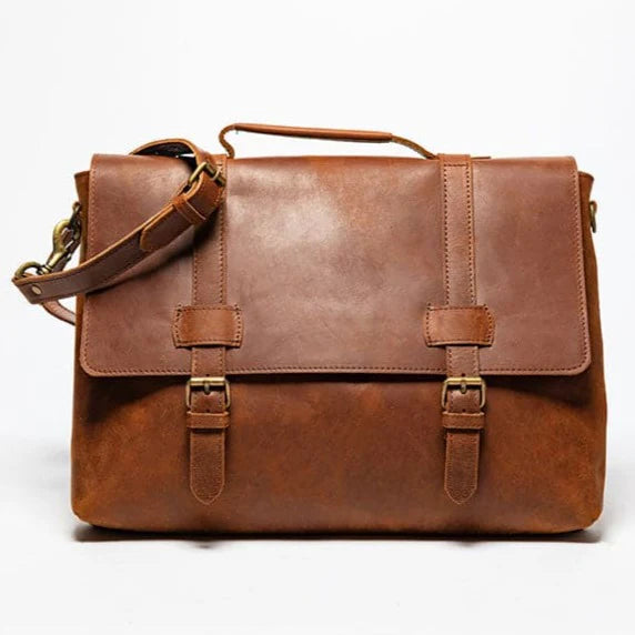 Urban Leather Messenger Saddle Brown 14 inch